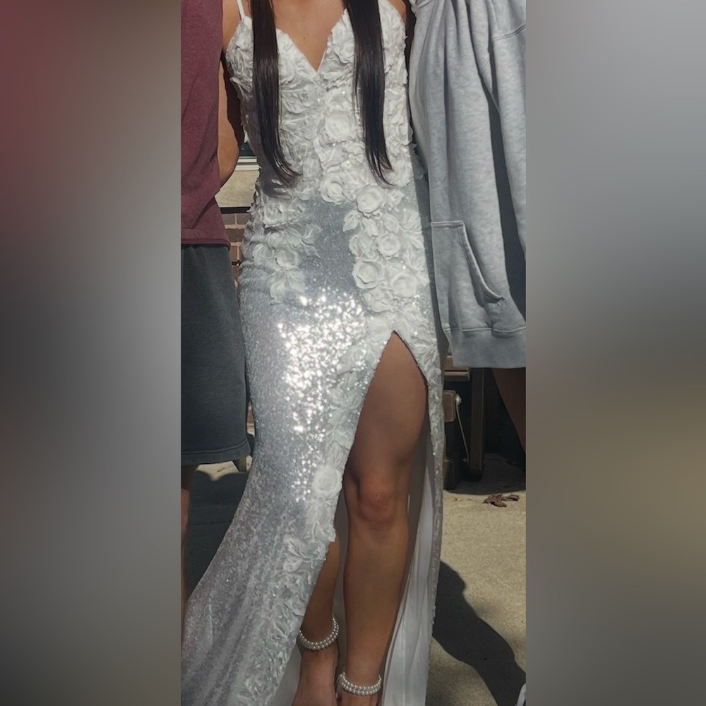 PROM SEASON SALE Jovani White Floral Sequin Dress